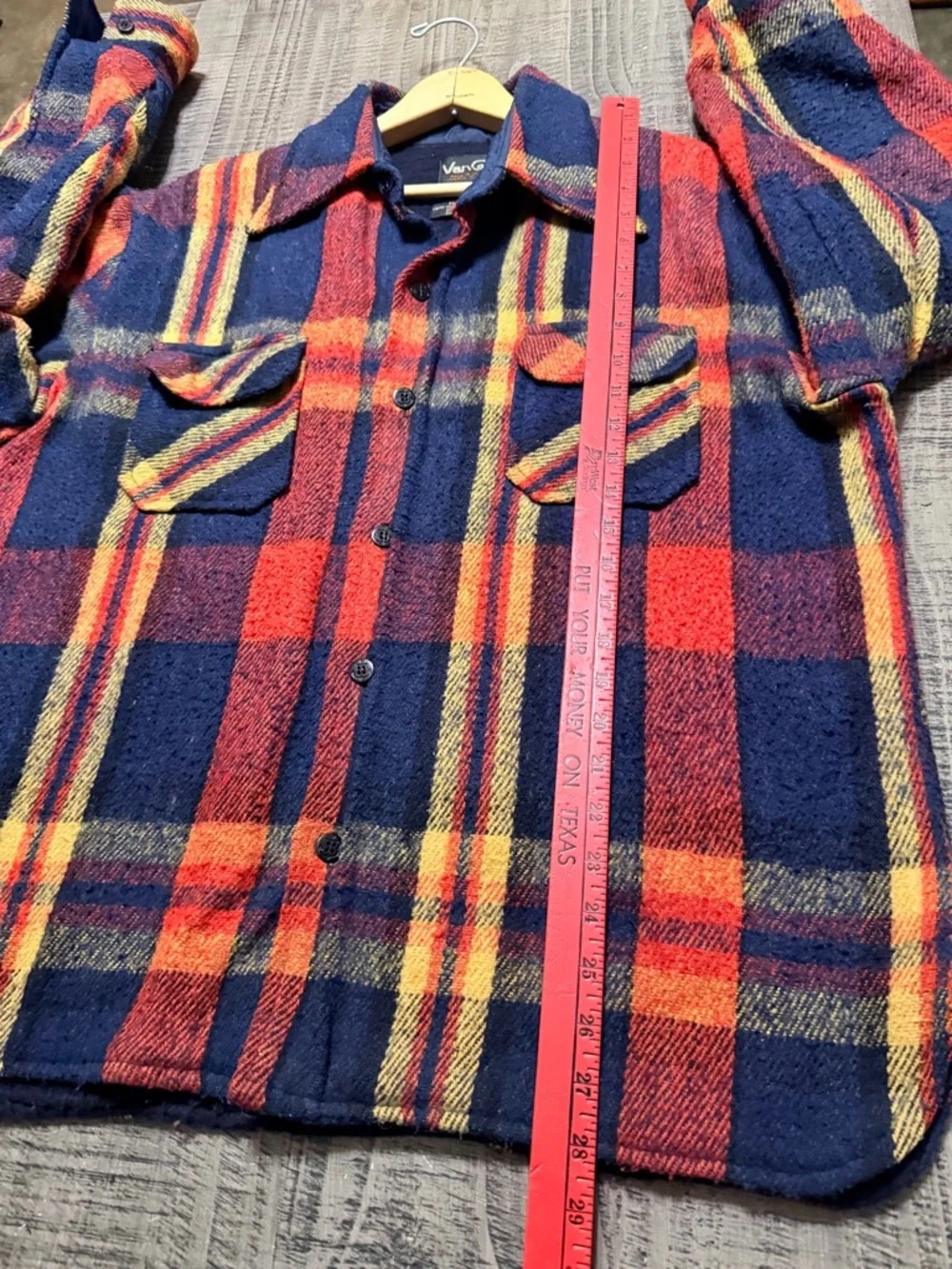Van Cort Classic Plaid Button-Down Shirt Jacket in Red, Navy & Yellow